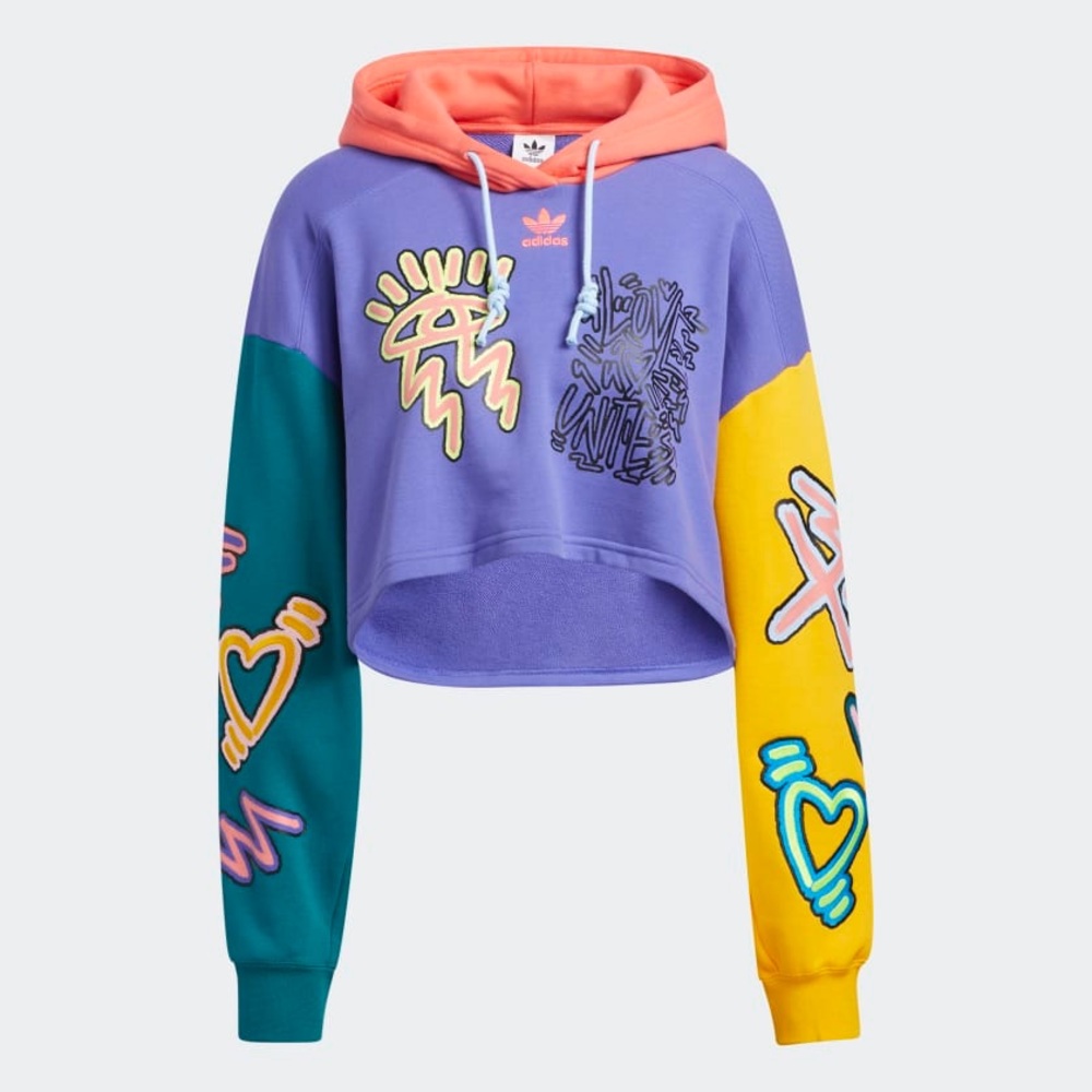 NEW ADIDAS LOVE UNITES CROP HOODIE
